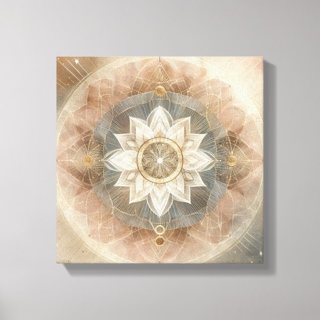 Impressão Em Tela Mandalá Celestial Boho em Harmonia Suave (Frente)
