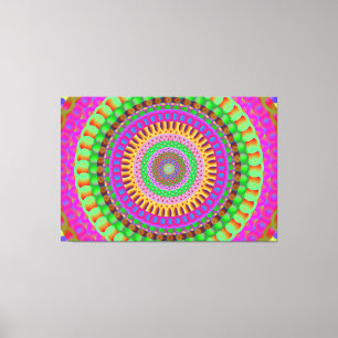 Impressão Em Tela Mandala Neon Twist - Tela Esticada