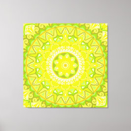 Impressão Em Tela Mandalá Primavera Verde Amarelo Boho Floral