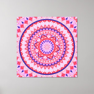 Impressão Em Tela Mandala Rosa Boho Vibrante Padrão Geométrico do Am