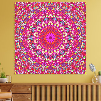Impressão Em Tela Mandala Rosa Quente – Radiância em Tela Premium En