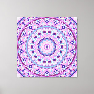 Impressão Em Tela Mandala Roxa Arte Boho Padrão Geométrico Vibrante