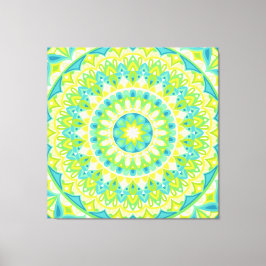 Impressão Em Tela Mandala Verde Inspirado na Natureza Boho Geométric