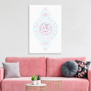 Impressão Em Tela Mandalas Decorativas de Coelho Kawaii Fofas Person