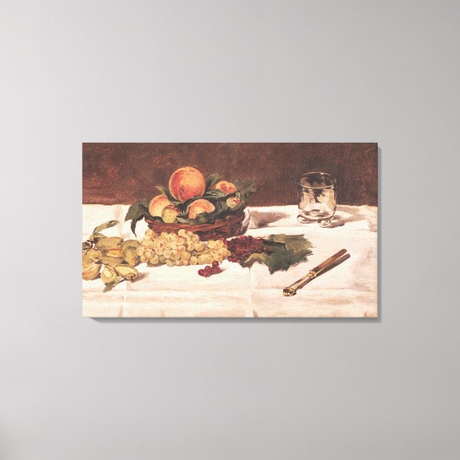 Impressão Em Tela Manet | Vida estática: Fruta numa Mesa, 1864 (Frente)