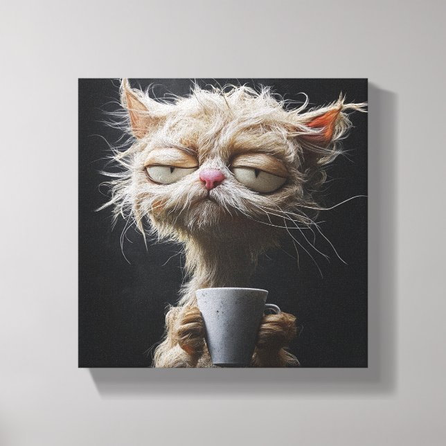 Impressão Em Tela Manhã Brew Bliss - Cat (Frente)