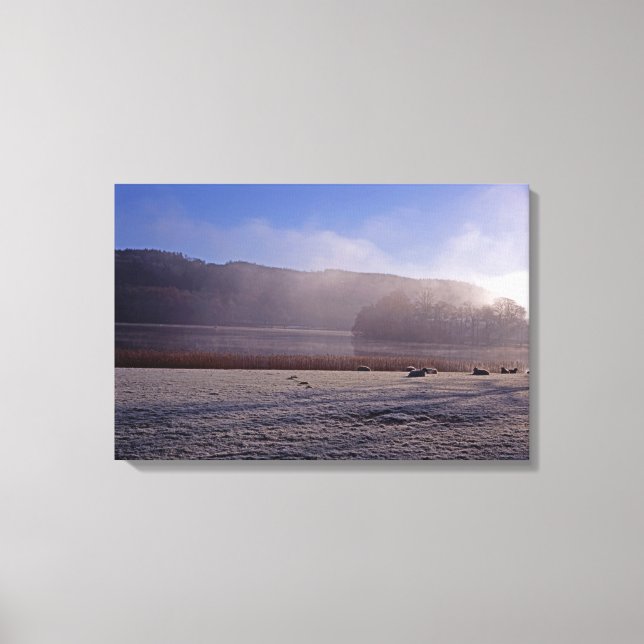 Impressão Em Tela Manhã fria de inverno Esthwaite Water Inglaterra (Frente)