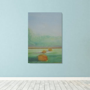 Impressão Em Tela Manhã neblina de paisagem de campo de aquarela