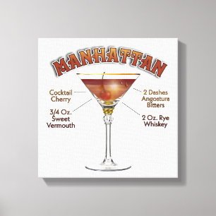 Impressão Em Tela Manhattan Cocktail Recebe o Artigo 12.º "x12"