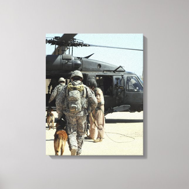 Impressão Em Tela Manipuladores militares de cão que trabalham no co (Frente)