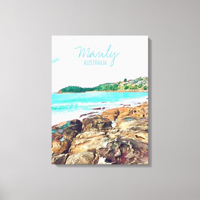 Impressão Em Tela Manly Beach surf Austrália viagem (Frente)