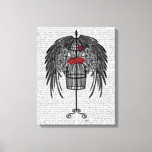 Impressão Em Tela Mannequin com Asas Pretas