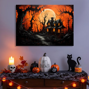 Impressão Em Tela Manor Halloween Assombrado em Amber Dusk