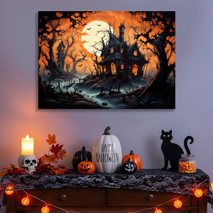 Impressão Em Tela Manor Halloween Assombrado em Amber Dusk