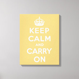 Impressão Em Tela Mantenha-Se Calmo E Mantenha-Se Amarelo Claro