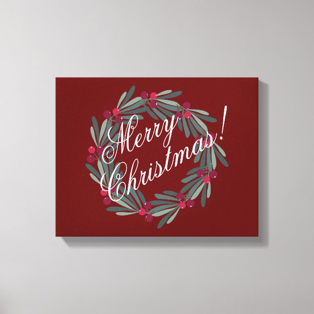 Impressão Em Tela Manuscrito Feliz de Natal Bonito Vermelho Festivo (Frente)