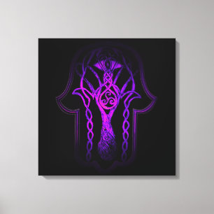 Impressão Em Tela Mão Celta Hamsa (Roxo)