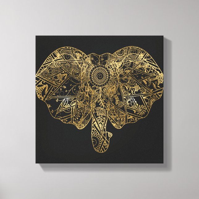 Impressão Em Tela Mão de Elefante Bonita desenhada Henna floral (Frente)