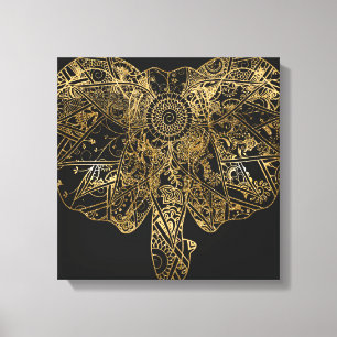 Impressão Em Tela Mão de Elefante Bonita desenhada Henna floral