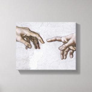 Impressão Em Tela Mãos de Deus e Adão de Michelangelo