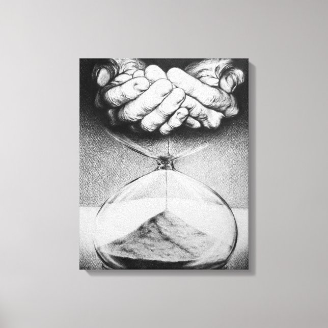 Impressão Em Tela Mãos de vidro do tempo Lápis desenho Lápis Arte su (Frente)
