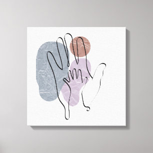 Impressão Em Tela Mãos Mãe Filho Arte Linha Amor