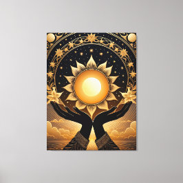 Impressão Em Tela mãos tartas com um sol mágico