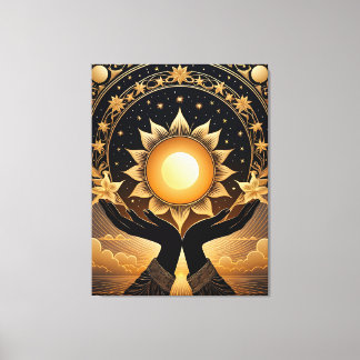 Impressão Em Tela mãos tartas com um sol mágico