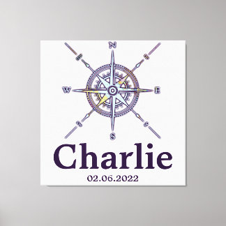 Impressão Em Tela Map Compass Nursery Decor Personalizado