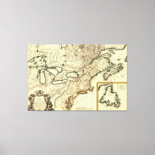 Impressão Em Tela Mapa 1778 de Canadá e dos Estados Unidos