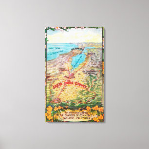 Impressão Em Tela Mapa aéreo de Santa Clara County