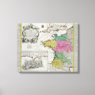 Impressão Em Tela Mapa alemão que mostra ataques navais ingleses no