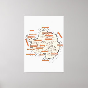 Impressão Em Tela Mapa Antigo da Antártica