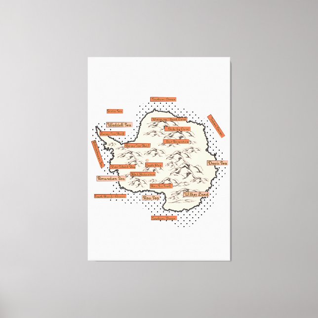 Impressão Em Tela Mapa Antigo da Antártica (Frente)