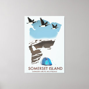 Impressão Em Tela Mapa antigo da Ilha Somerset, Canadá