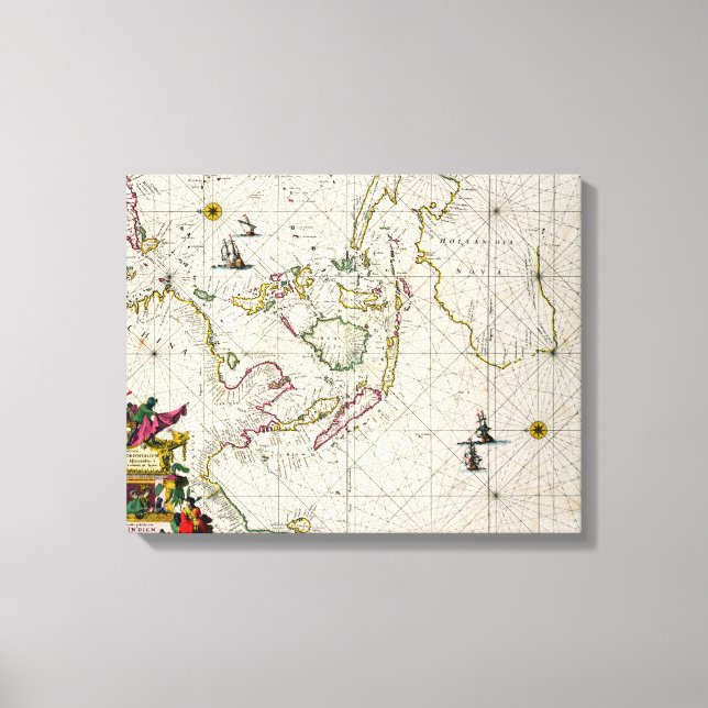 Impressão Em Tela Mapa antigo das Índias Orientais (Frente)
