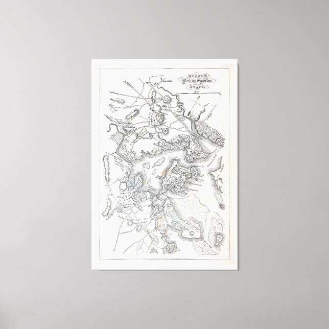 Impressão Em Tela Mapa antigo de Boston | 1775-1776 (Frente)