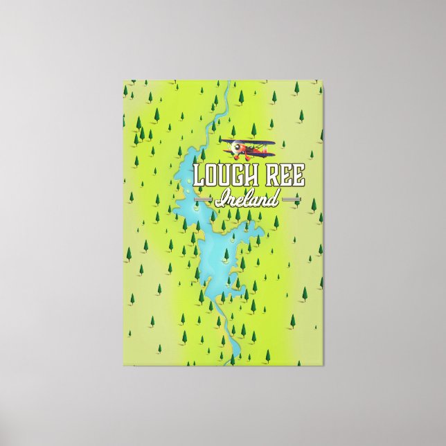 Impressão Em Tela Mapa Antigo do Lago Ree Irlanda. (Frente)