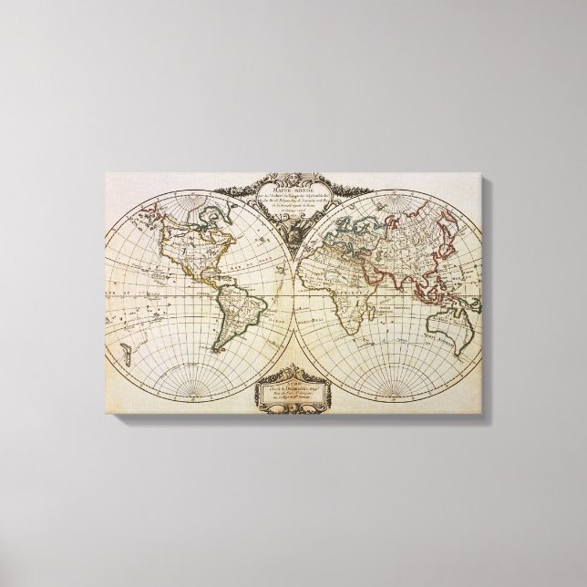 Impressão Em Tela Mapa antigo do mundo (Frente)