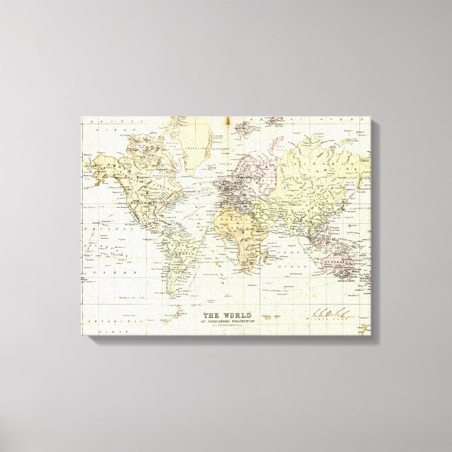 Impressão Em Tela Mapa antigo do mundo (Frente)