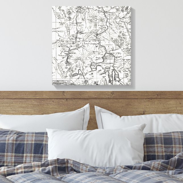 Impressão Em Tela Mapa Antigo do Parque Nacional de Yellowstone (Insitu(Quarto))