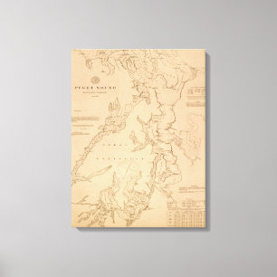 Impressão Em Tela Mapa antigo do Puget Sound