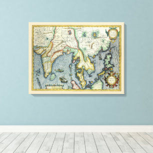 Impressão Em Tela Mapa Antigo do Sudeste Asiático por Mercator / Hon