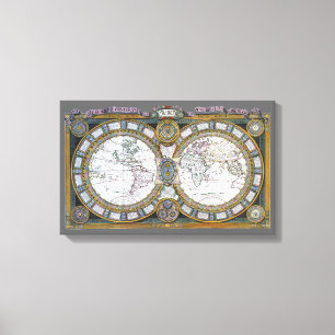 Impressão Em Tela Mapa antigo do velho mundo por Claude Auguste Bere