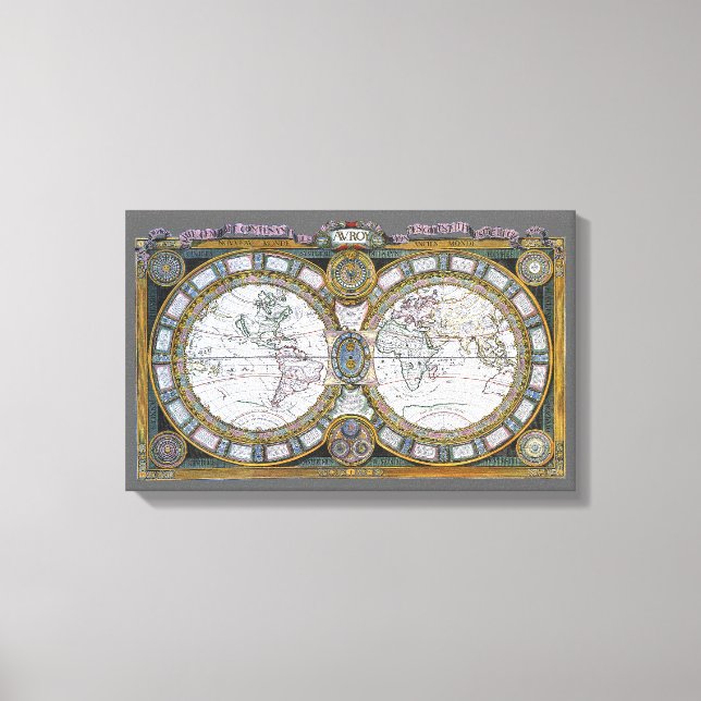 Impressão Em Tela Mapa antigo do velho mundo por Claude Auguste Bere (Frente)