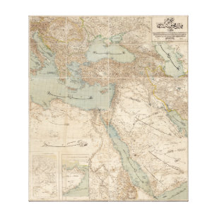Impressão Em Tela Mapa Árabe do Oriente Médio