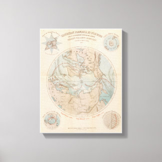 Impressão Em Tela Mapa Ártico do Pólo Norte Francês Antigo 1867