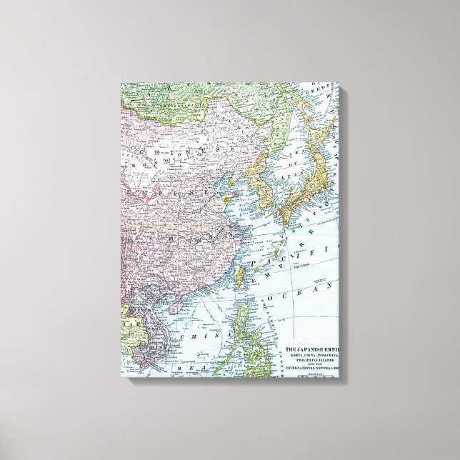 IMPRESSÃO EM TELA MAPA: ÁSIA ORIENTAL, 1907 (Frente)