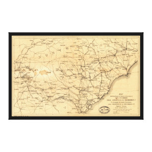 Impressão Em Tela Mapa Atlanta do março de Sherman da guerra civil a