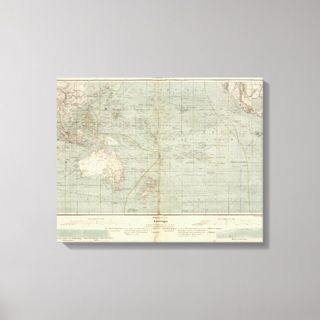 Impressão Em Tela Mapa Atlas da Oceânia (Frente)